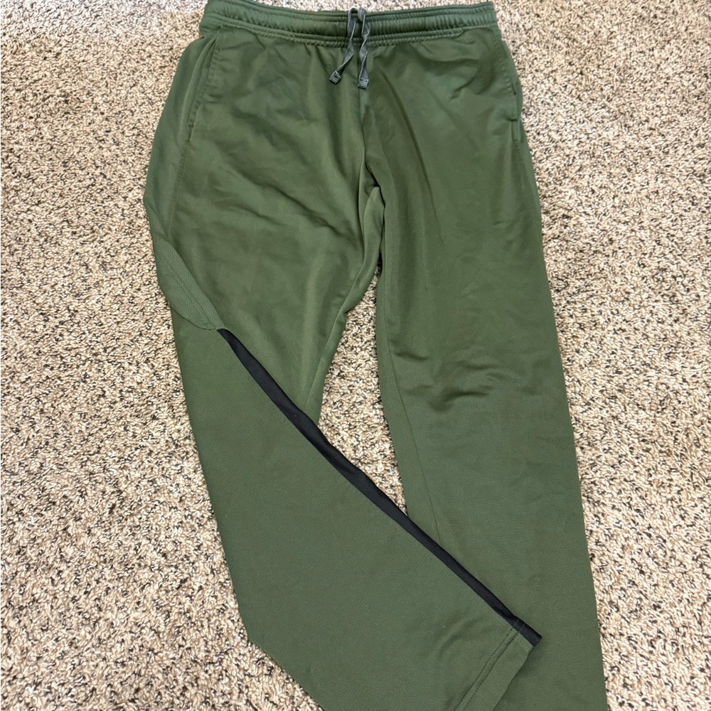 Athletic Works Olive Joggers with Black Stripe